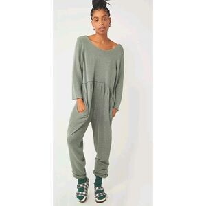 Free People Beach Breaking Free One Piece Knit Jumpsuit Women's Small Green NWT